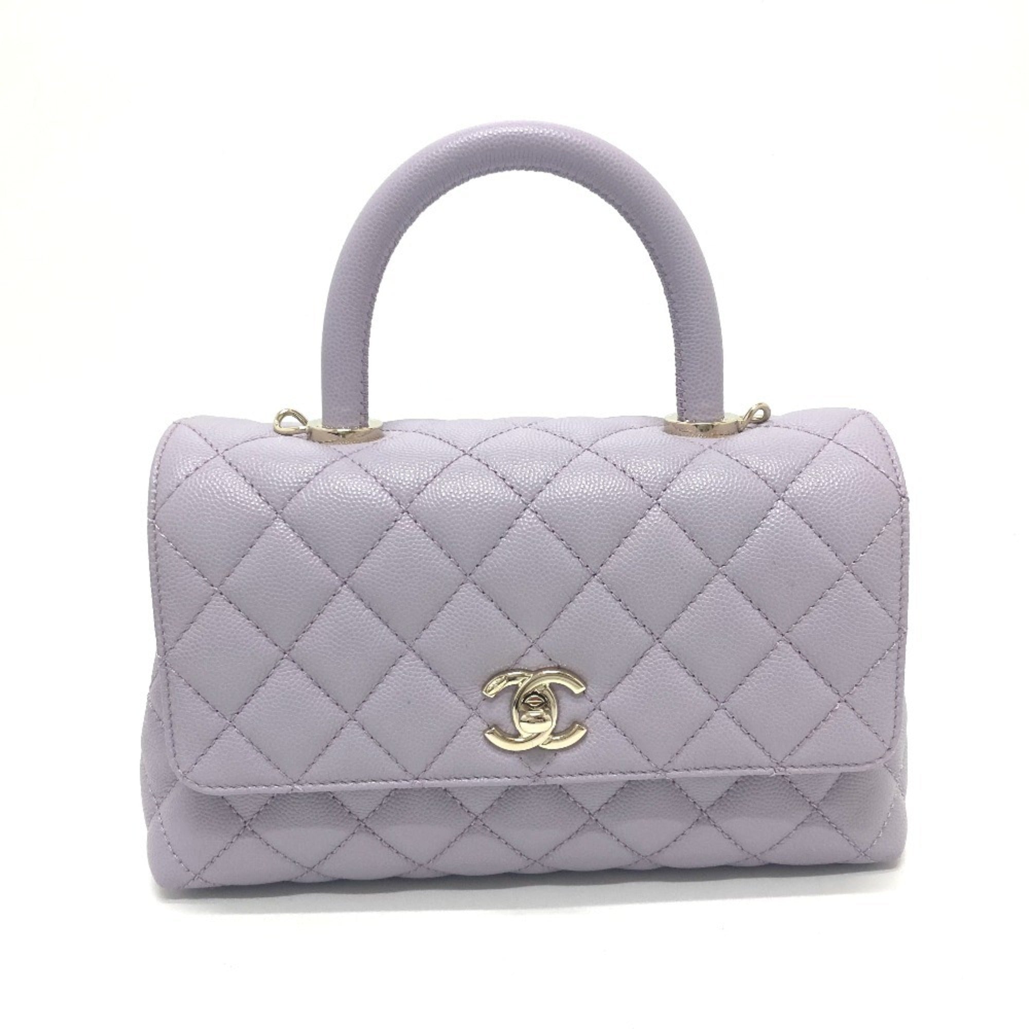 Chanel Purple Grained Calfskin Handbag Shoulder Bag