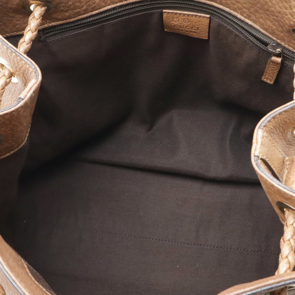 Gucci Brown Leather Shoulder Bag Tote Bag (Pre-Owned)