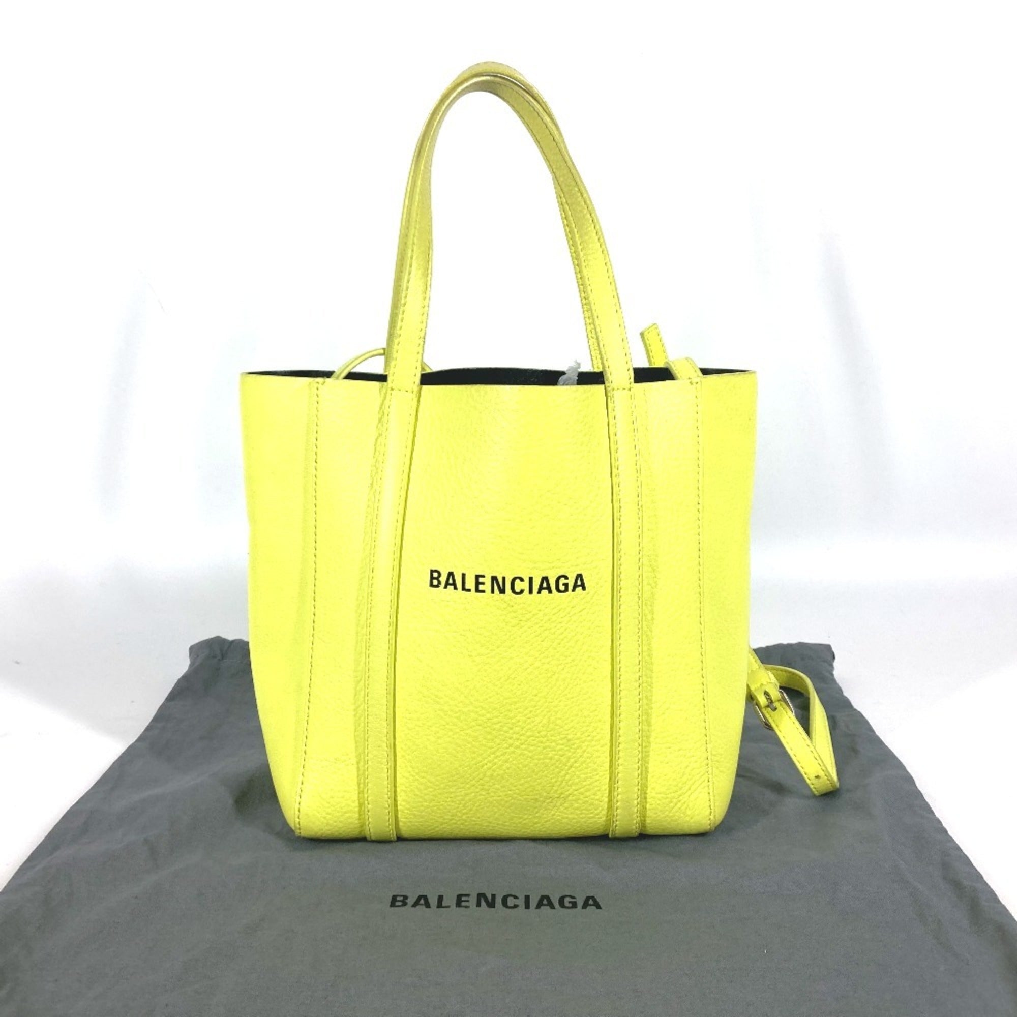 Balenciaga Black Yellow Leather Shoulder Bag Tote