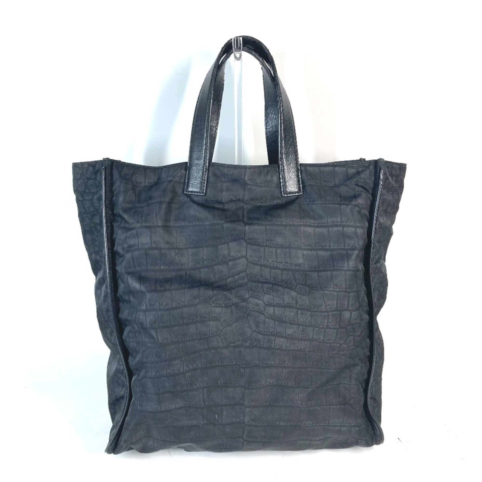 Fendi Black Nylon Leather Shoulder Bag Tote Bag