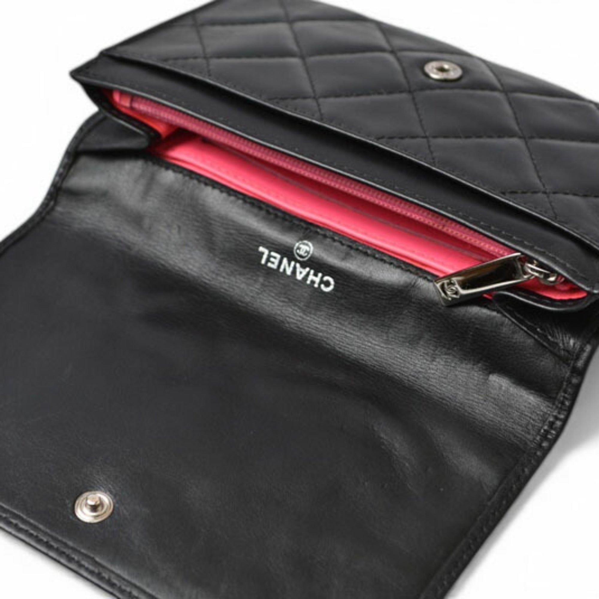 Chanel Black Pink Leather Wallet (Bi-Fold)