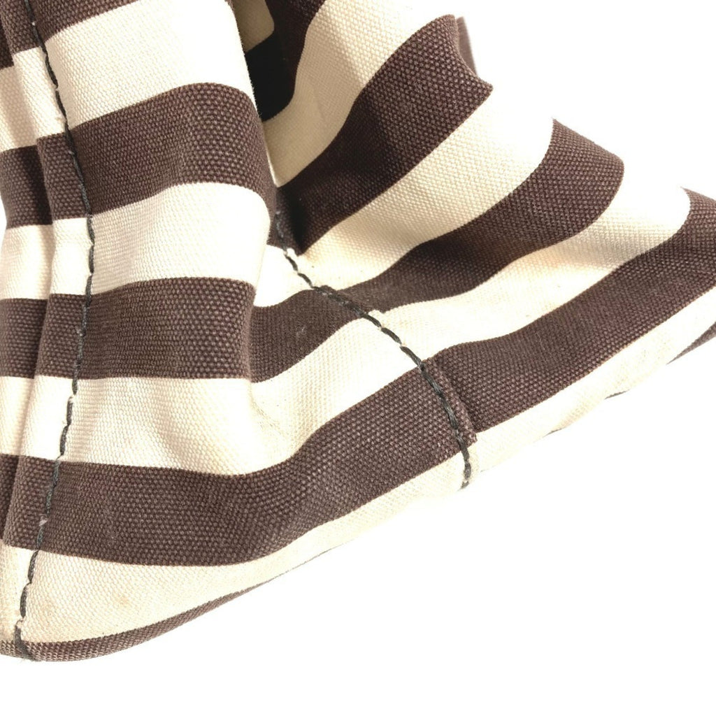 Prada Brown White Canvas Handbag Tote Bag