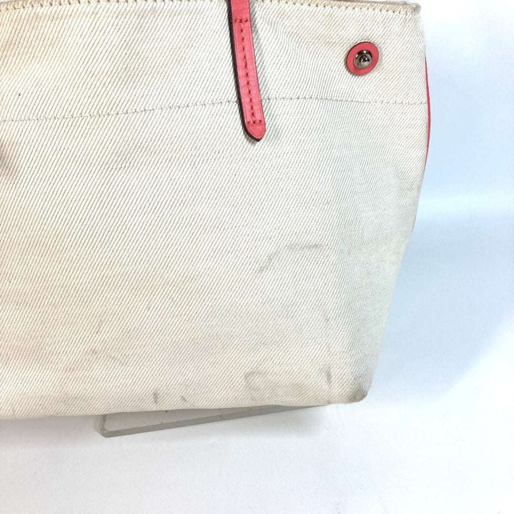 Louis Vuitton Pink White Leather Canvas Shoulder Bag Tote Bag