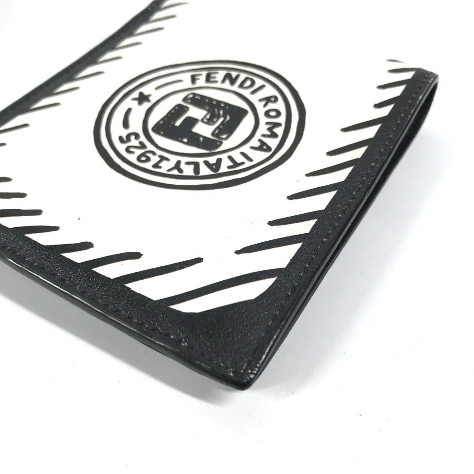 Fendi Black White Leather Bill Wallet (Bi-Fold)