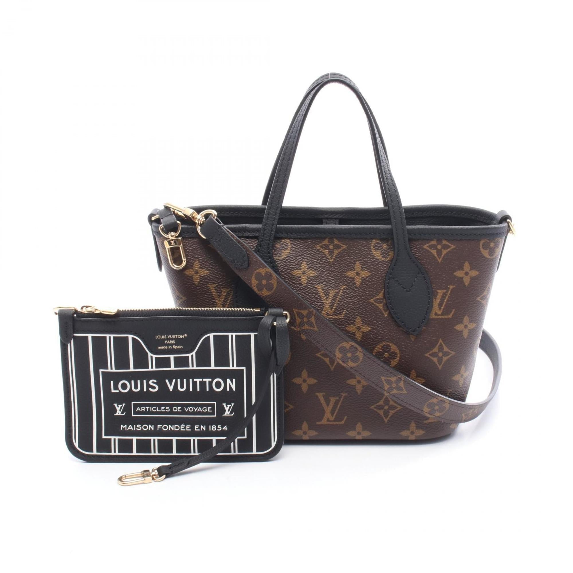 Louis Vuitton Black Brown Noir Coated Canvas Leather Tote Bag