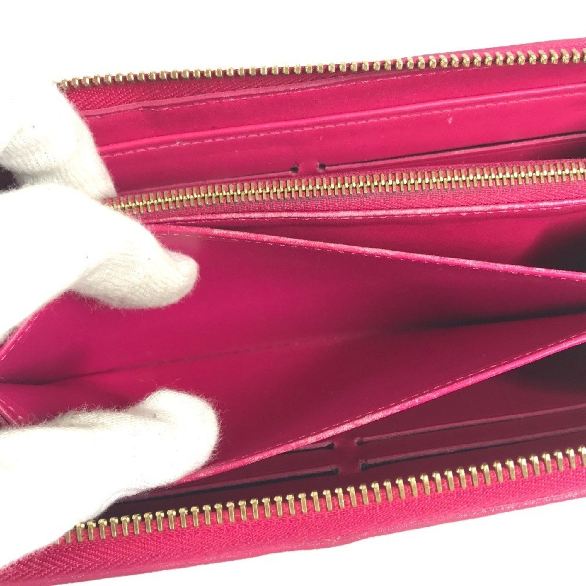 Louis Vuitton Indian Rose Pink Patent Leather Long Wallet (Tri-Fold)