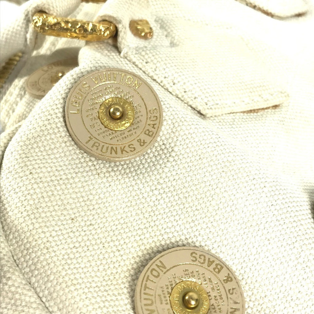 Louis Vuitton White Canvas Boston Bag Handbag Shoulder Bag