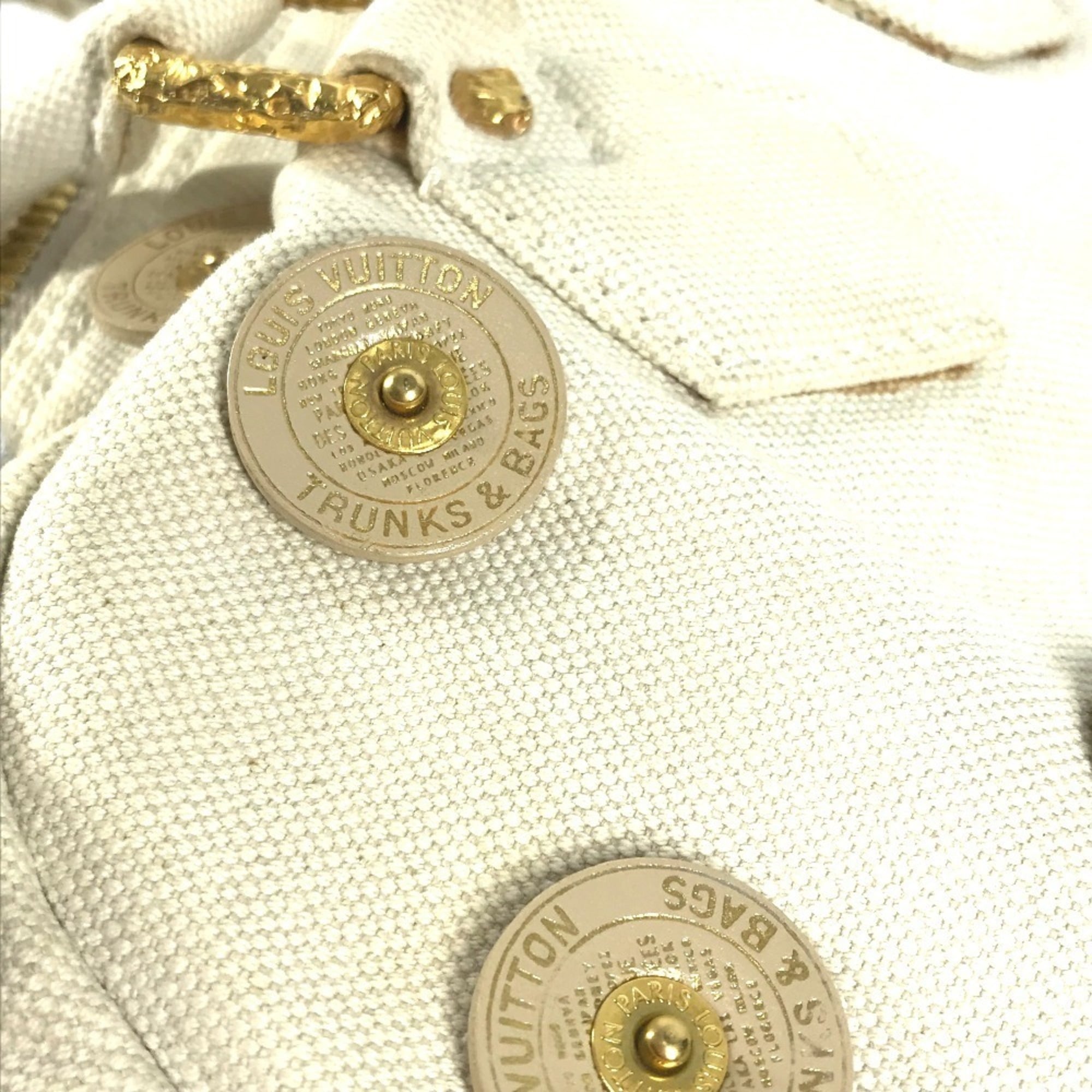 Louis Vuitton White Canvas Boston Bag Handbag Shoulder Bag