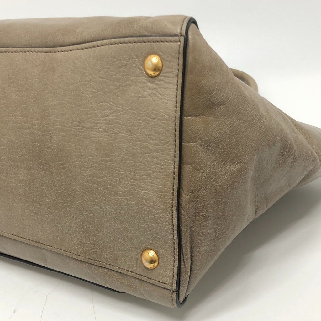 Prada Brown Leather Handbag Shoulder Bag Tote Bag