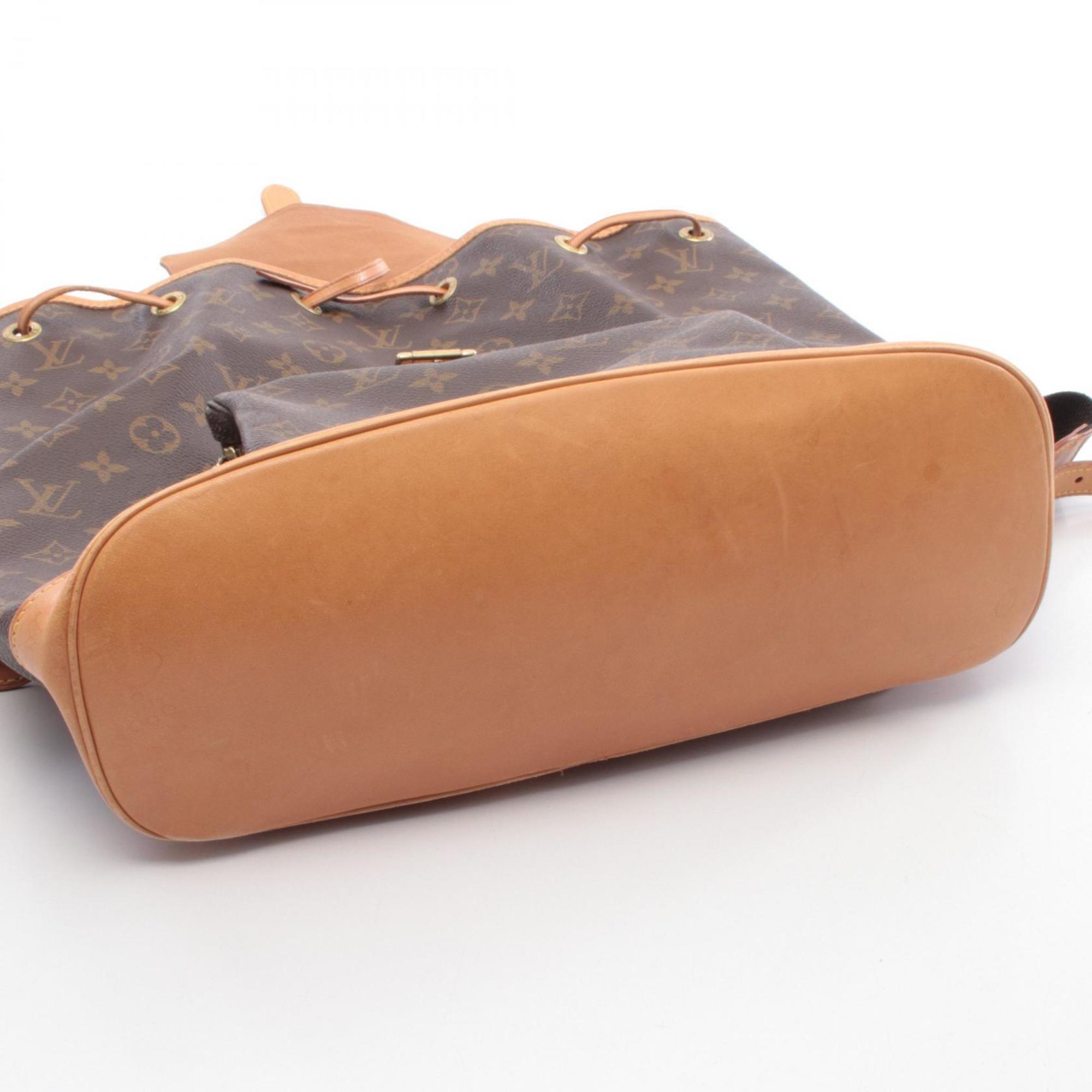 Louis Vuitton Brown Coated Canvas Leather Backpack Handbag