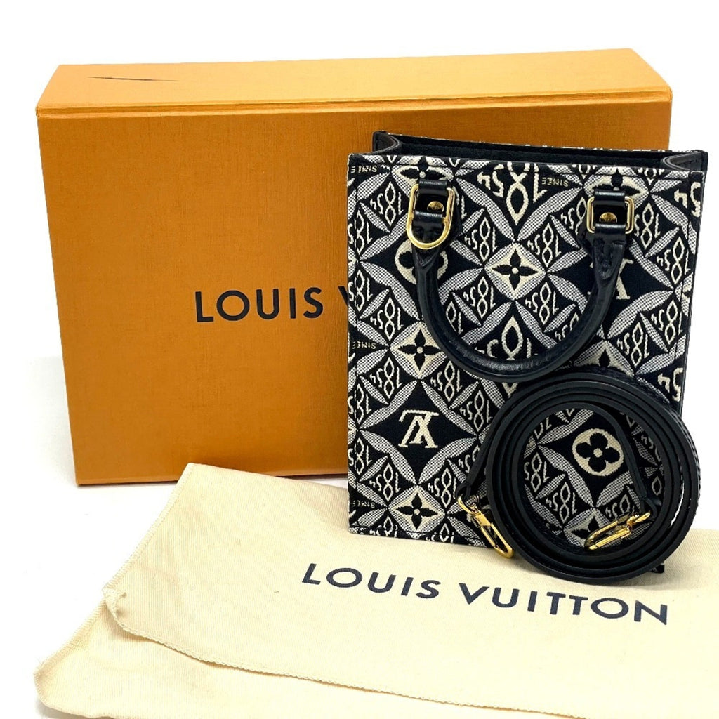 Louis Vuitton Black Blue Jacquard Handbag