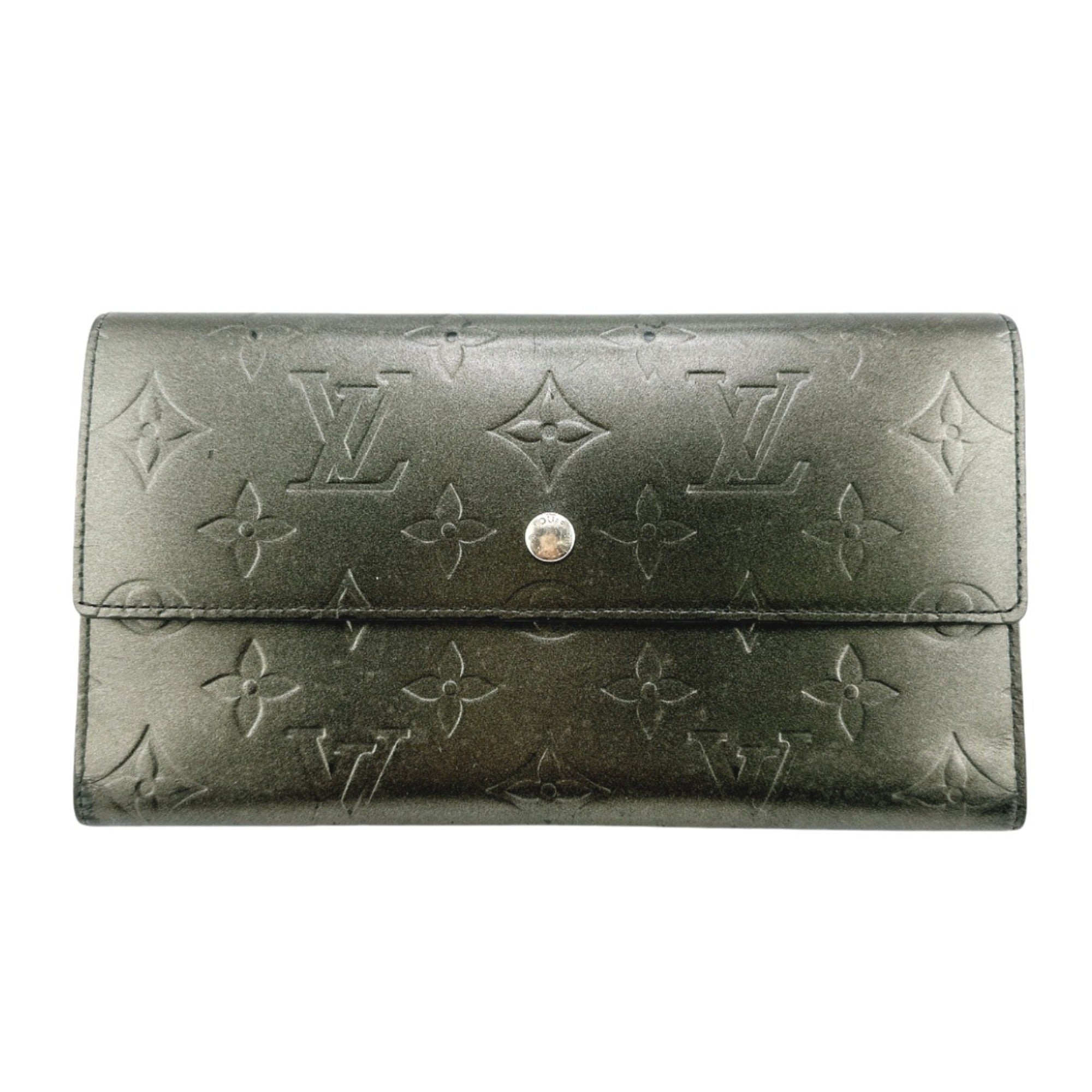 Louis Vuitton Monogram Mat Black Noir Monogram Mat Wallet (Tri-Fold)