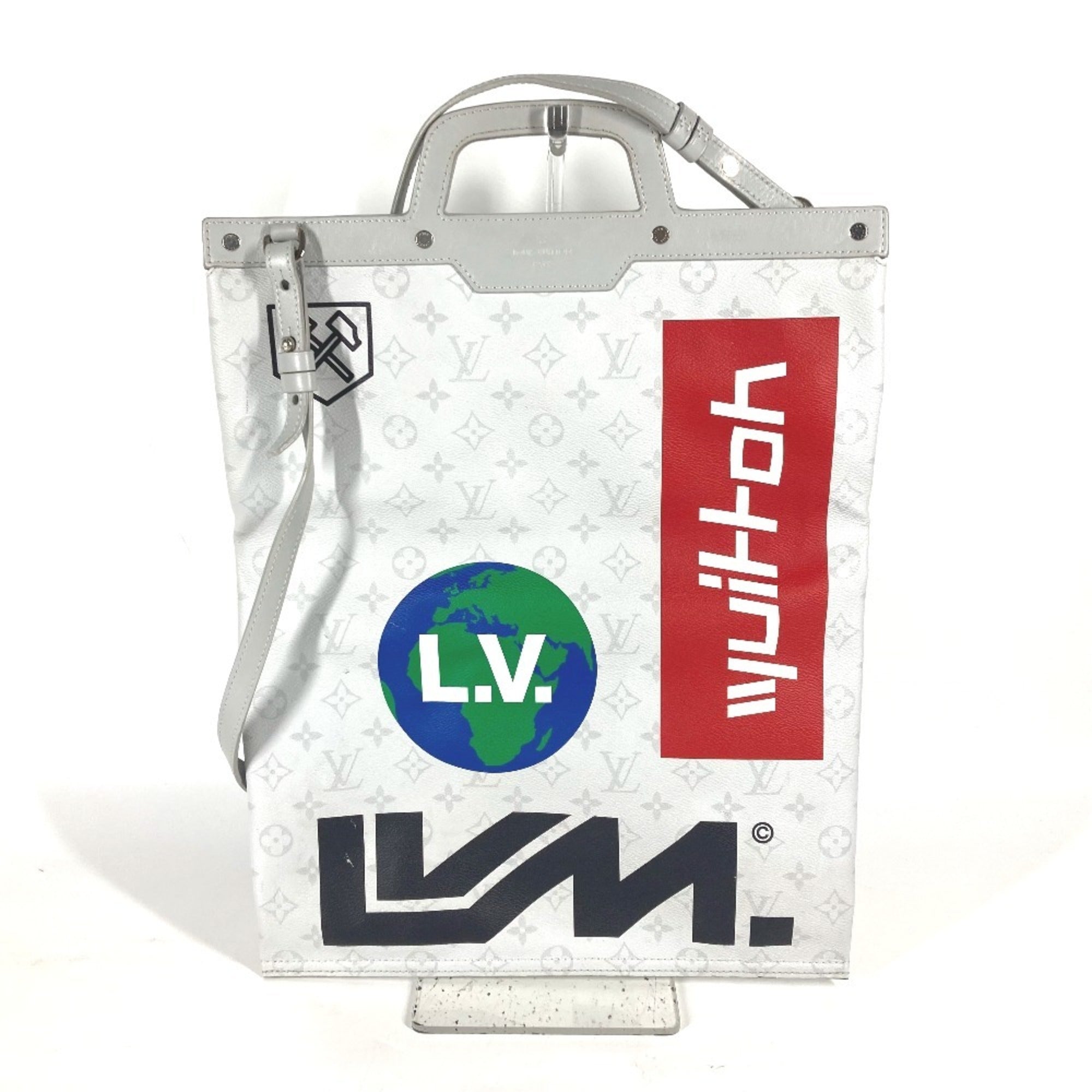 Louis Vuitton White Monogram Shoulder Bag Tote Bag