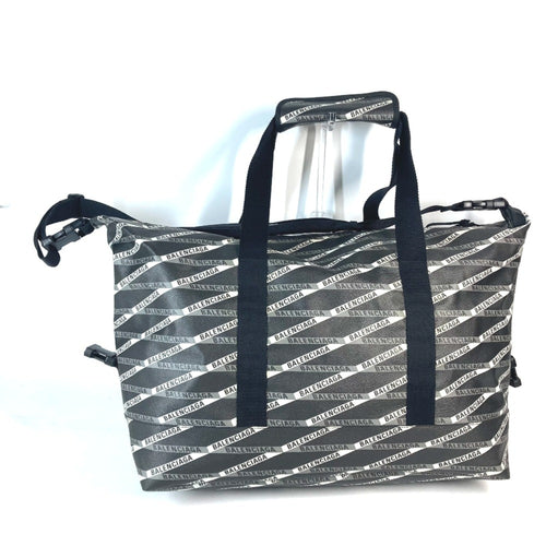 Balenciaga Black Gray Leather Pvc Boston Bag Shoulder