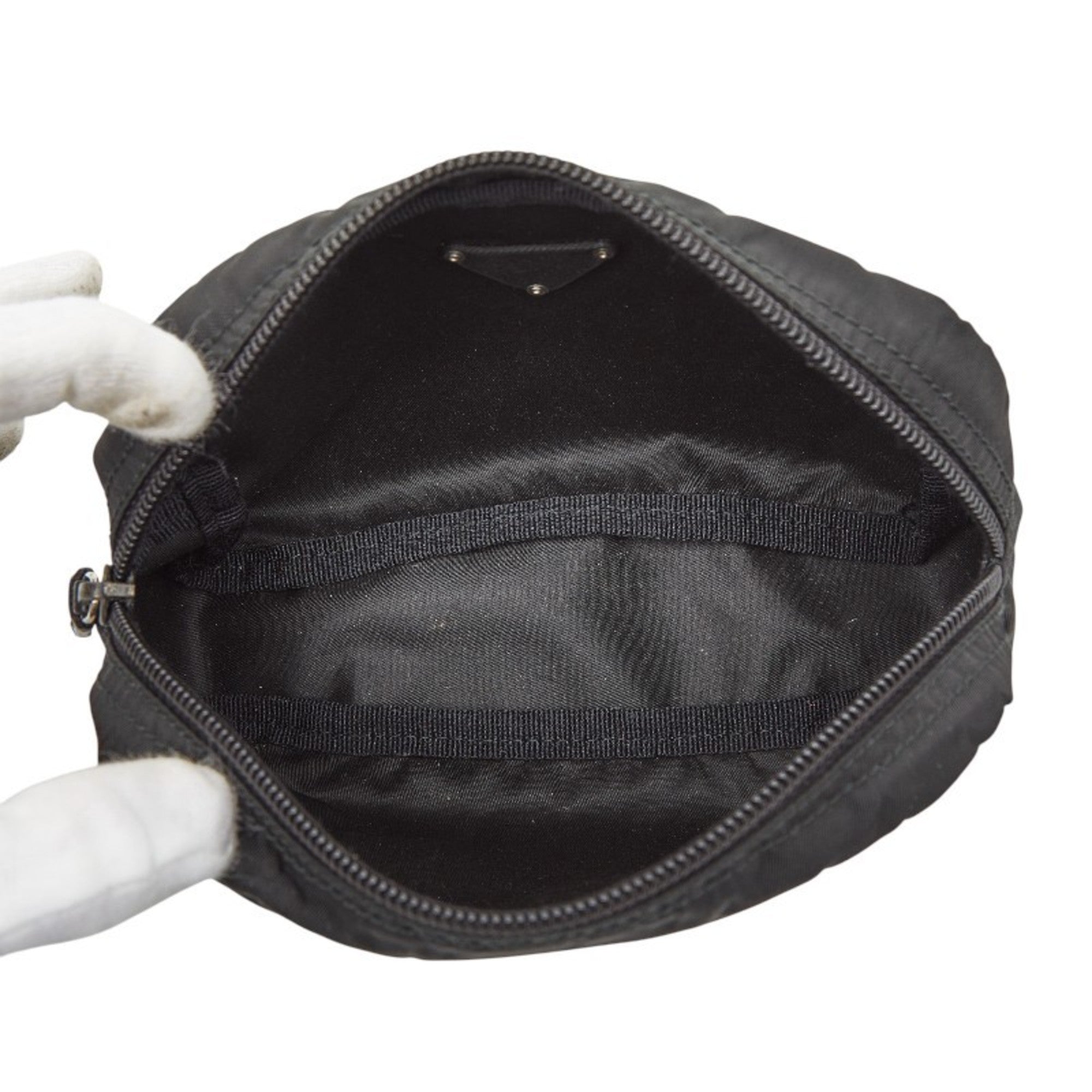 Prada Black Nylon Leather Pouch