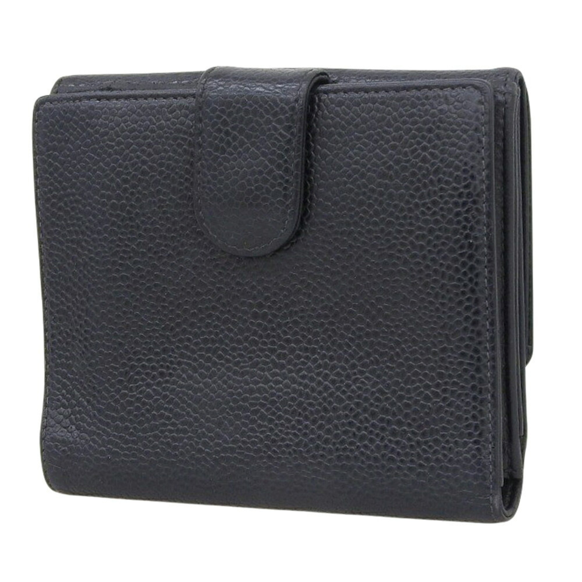 Chanel Black Grained Calfskin Wallet (Bi-Fold)