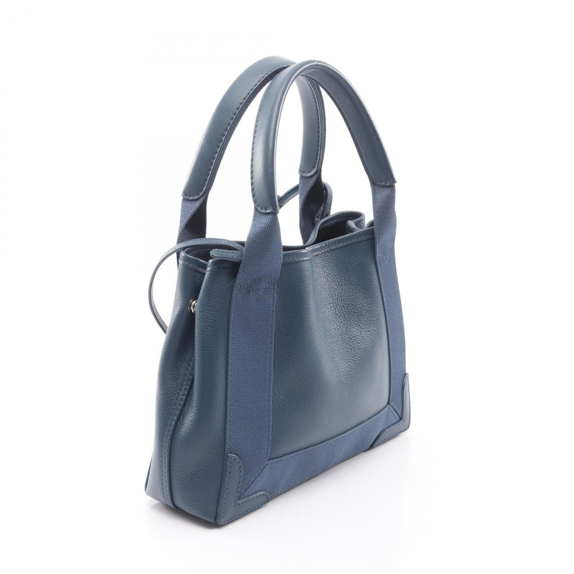 Balenciaga Navy Canvas Leather Handbag Pouch