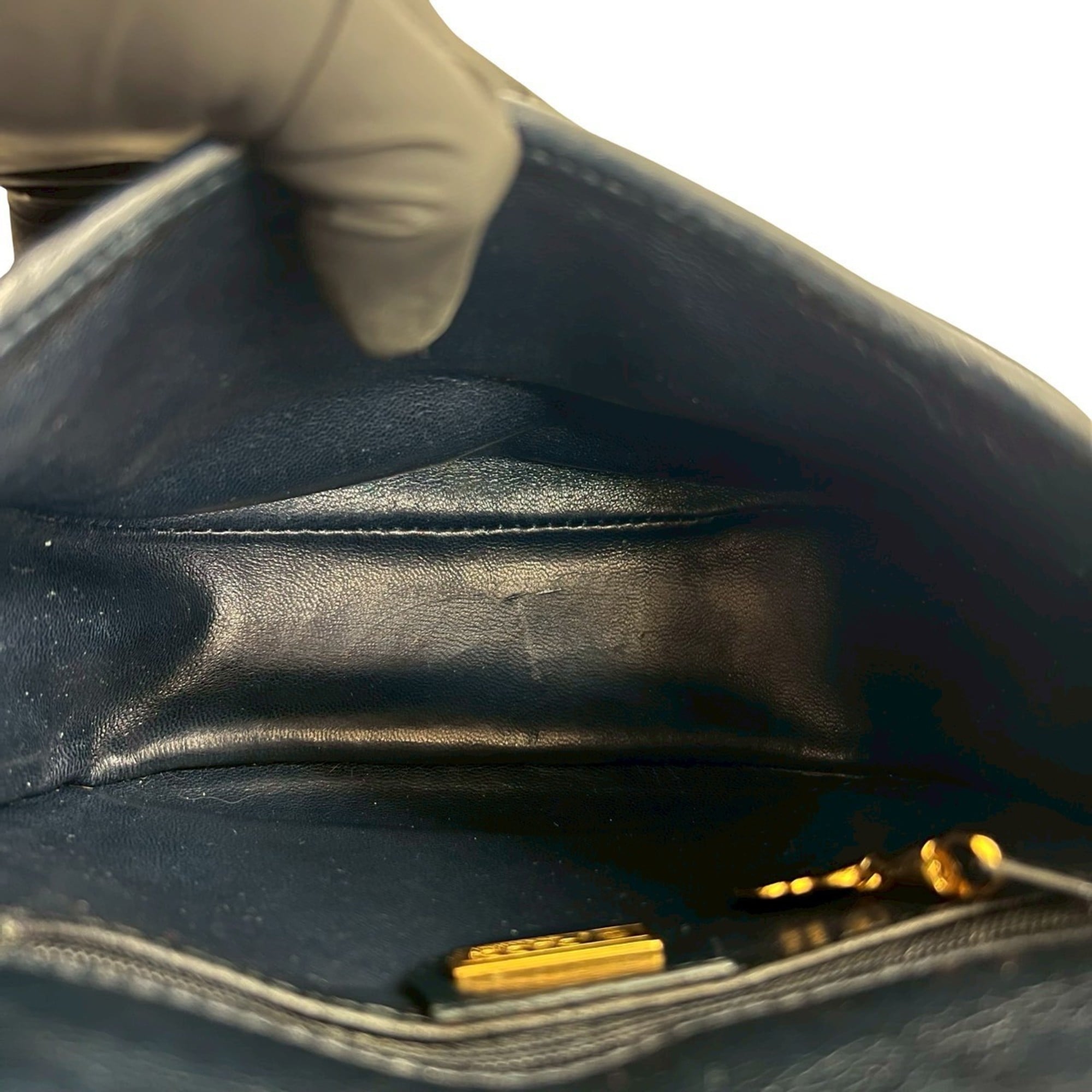Gucci Navy Red Color Leather Pochette Shoulder Bag (Pre-Owned)