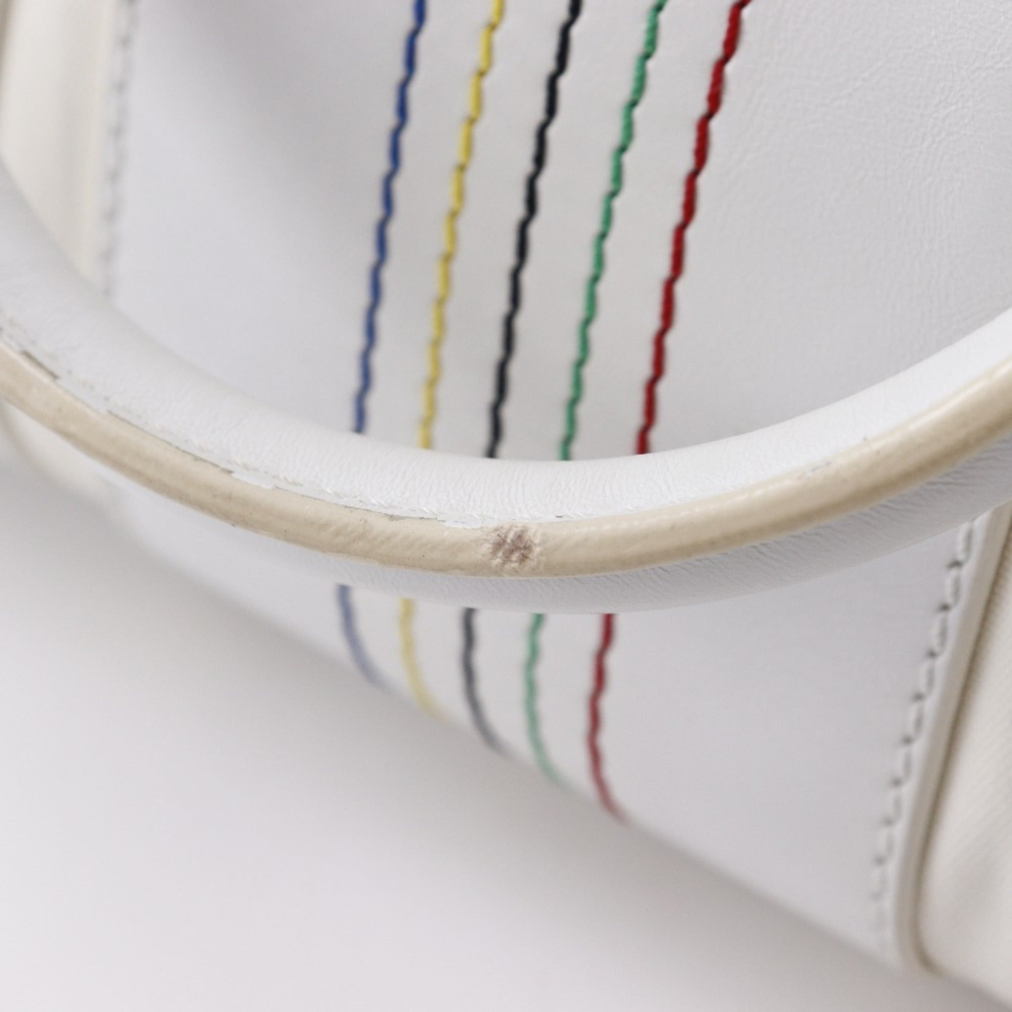 Celine White Nylon Canvas Leather Boston Bag Handbag