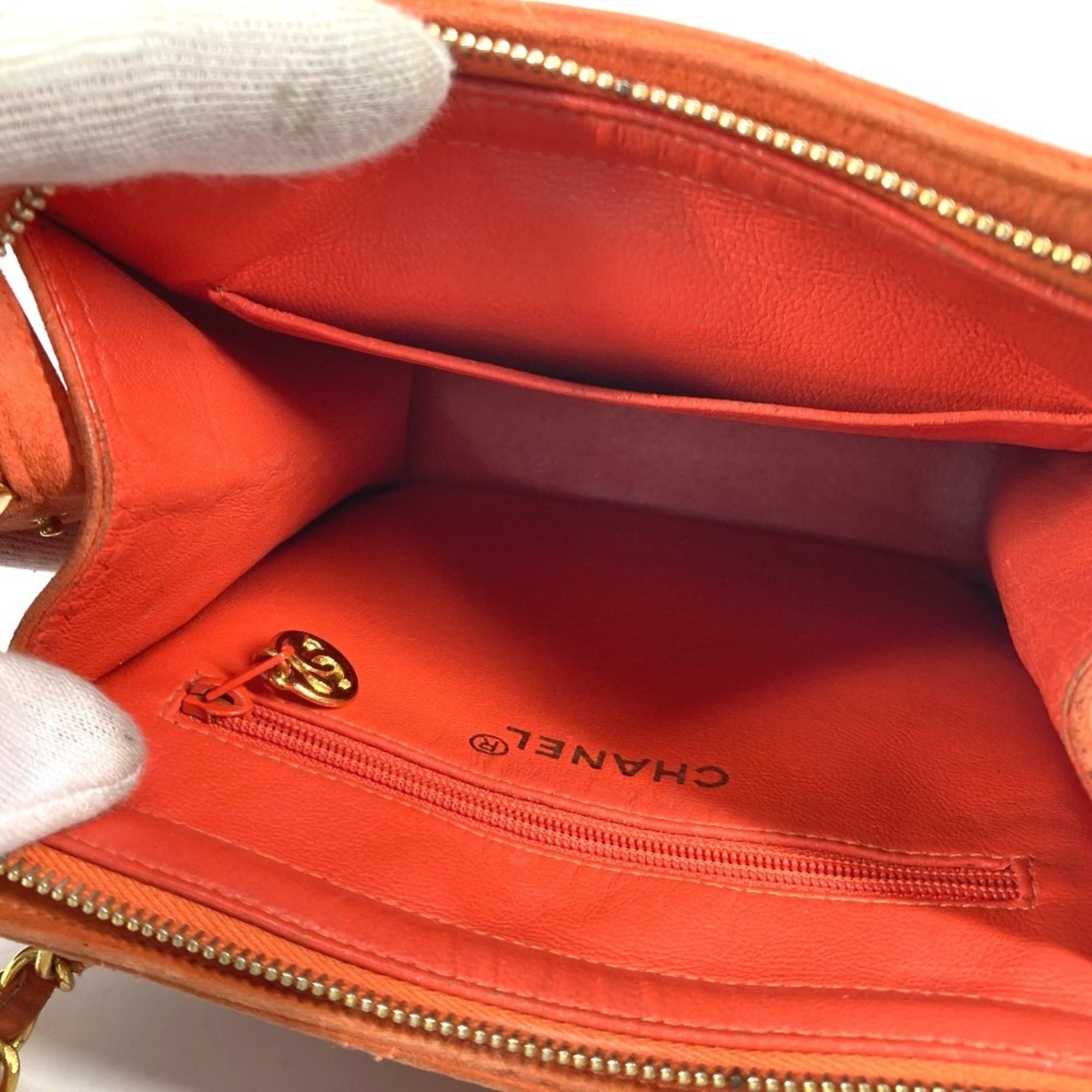 Chanel Orange Suede Handbag Shoulder Bag