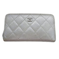 Chanel Silver Grained Calfskin Chain/Shoulder Wallet