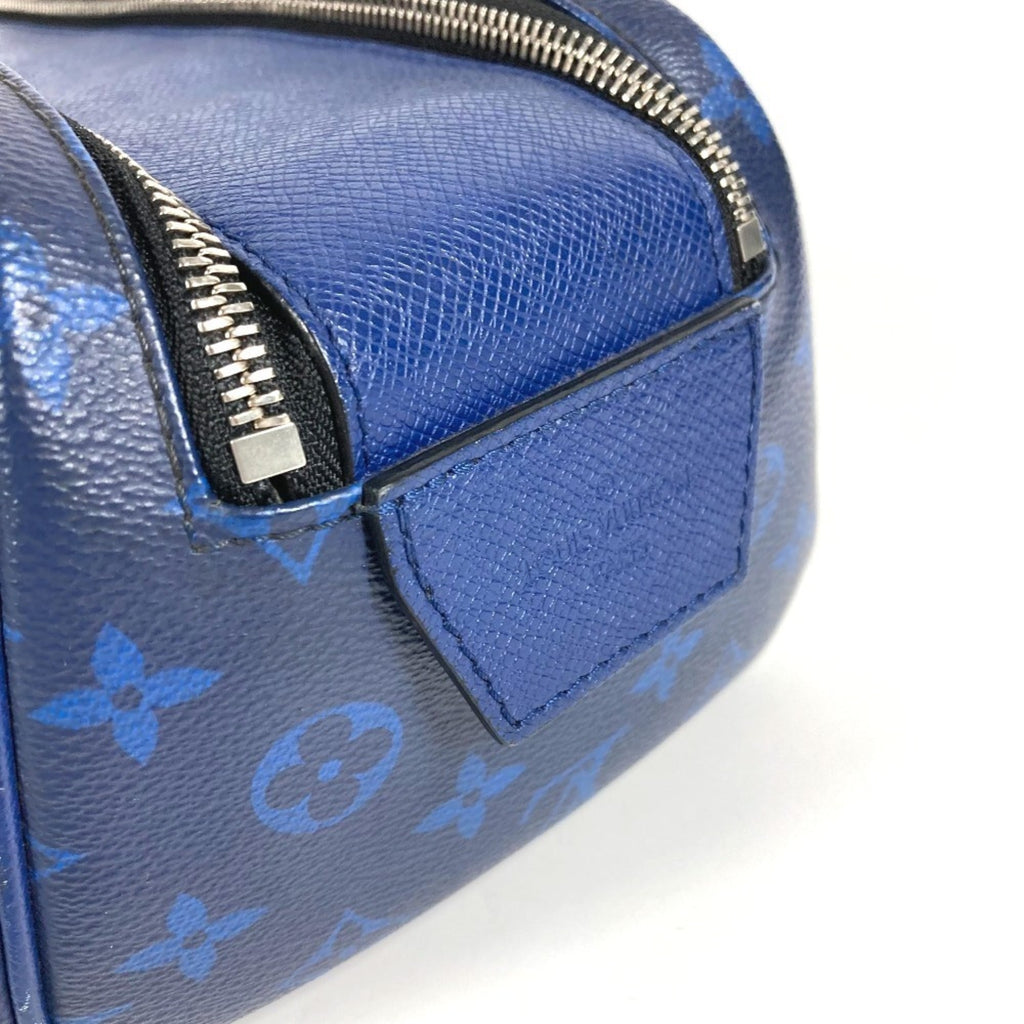 Louis Vuitton Blue Taiga Leather Monogram Canvas Leather Clutch Bag Handbag Pouch
