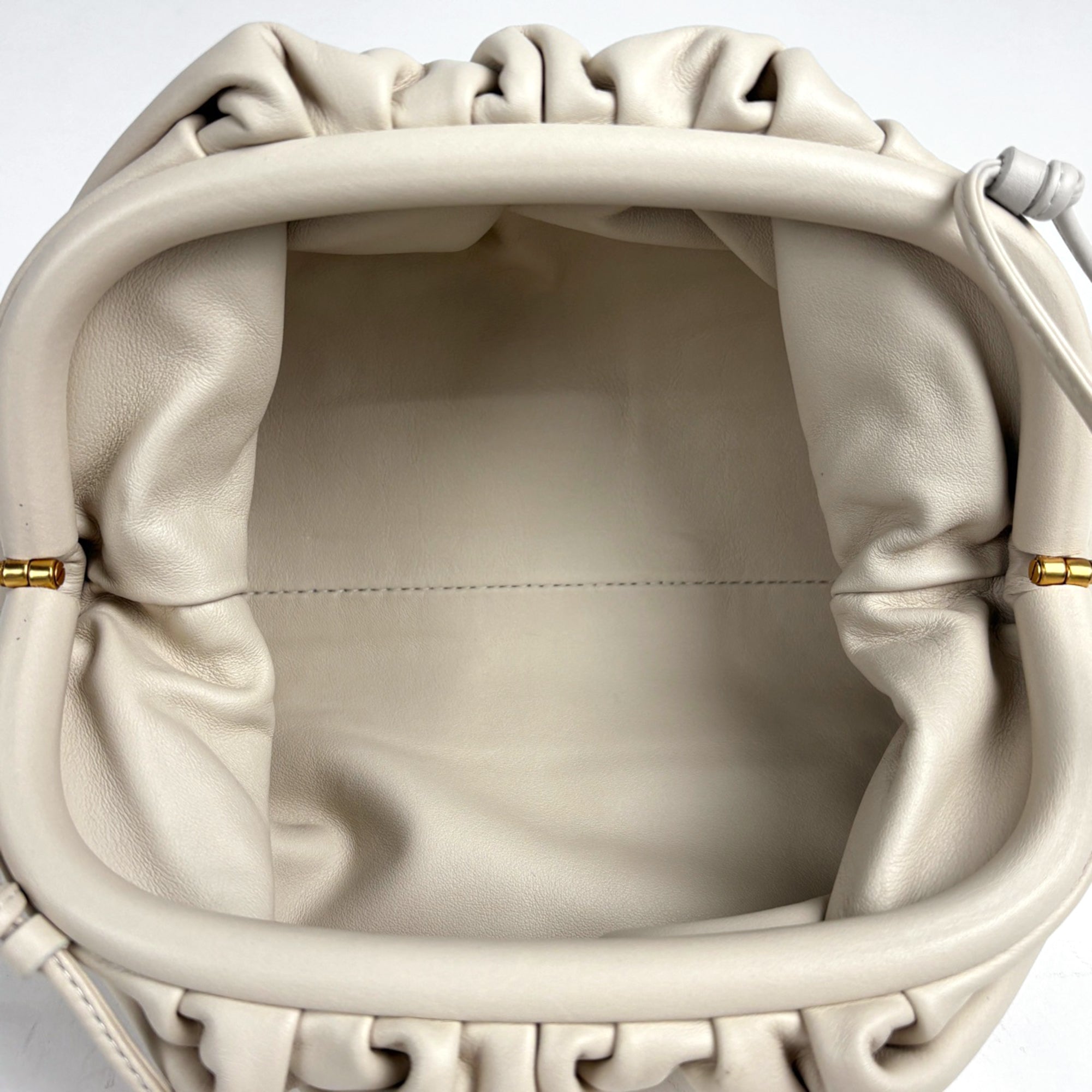 Bottega Veneta Ivory Leather Pouch Shoulder Bag