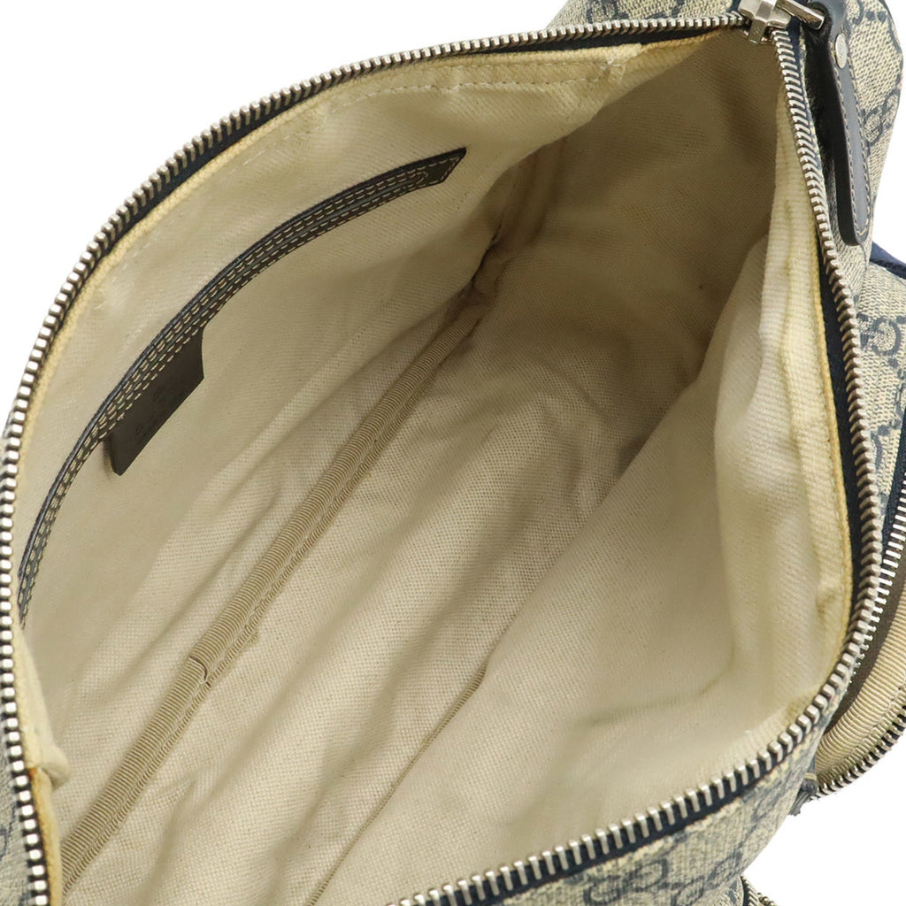 Gucci Gg Plus Beige Navy Gg Supreme Canvas Pvc Coated Canvas Leather Handbag Shoulder Bag (Pre-Owned)