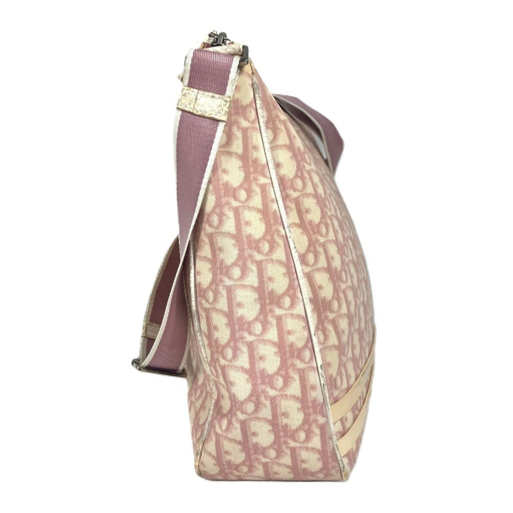 Christian Dior Trotter Pink White Pvc Leather Shoulder Bag (Pre-Owned)