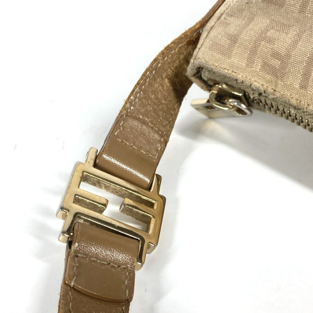 Fendi Beige Leather Canvas Shoulder Bag