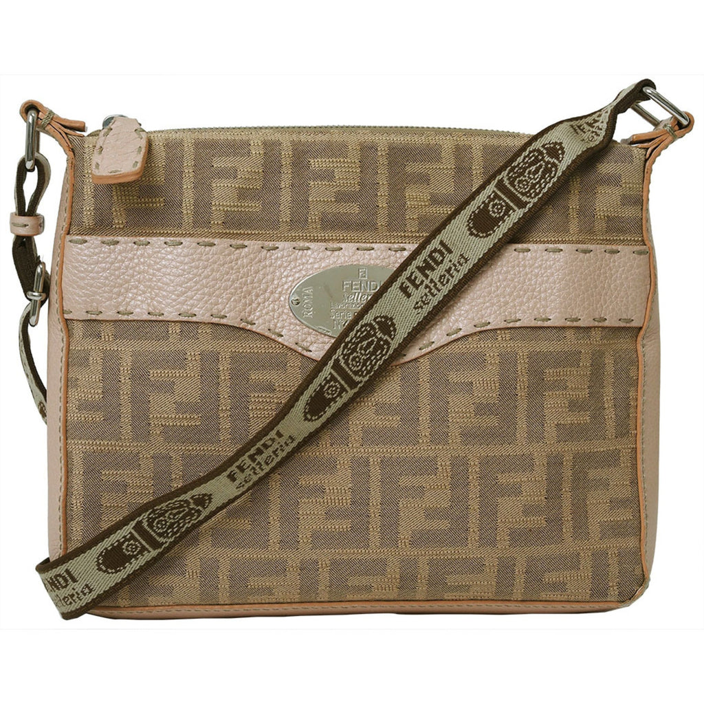Fendi Selleria Pink Canvas Shoulder Bag