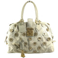 Louis Vuitton White Canvas Boston Bag Handbag Shoulder Bag