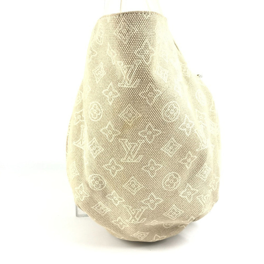 Louis Vuitton Beige White Canvas Leather Shoulder Bag Tote Bag