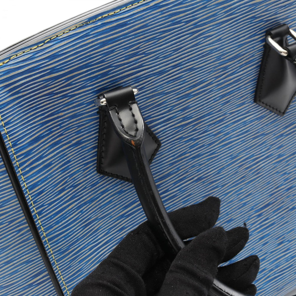 Louis Vuitton Black Blue Leather Tote Bag