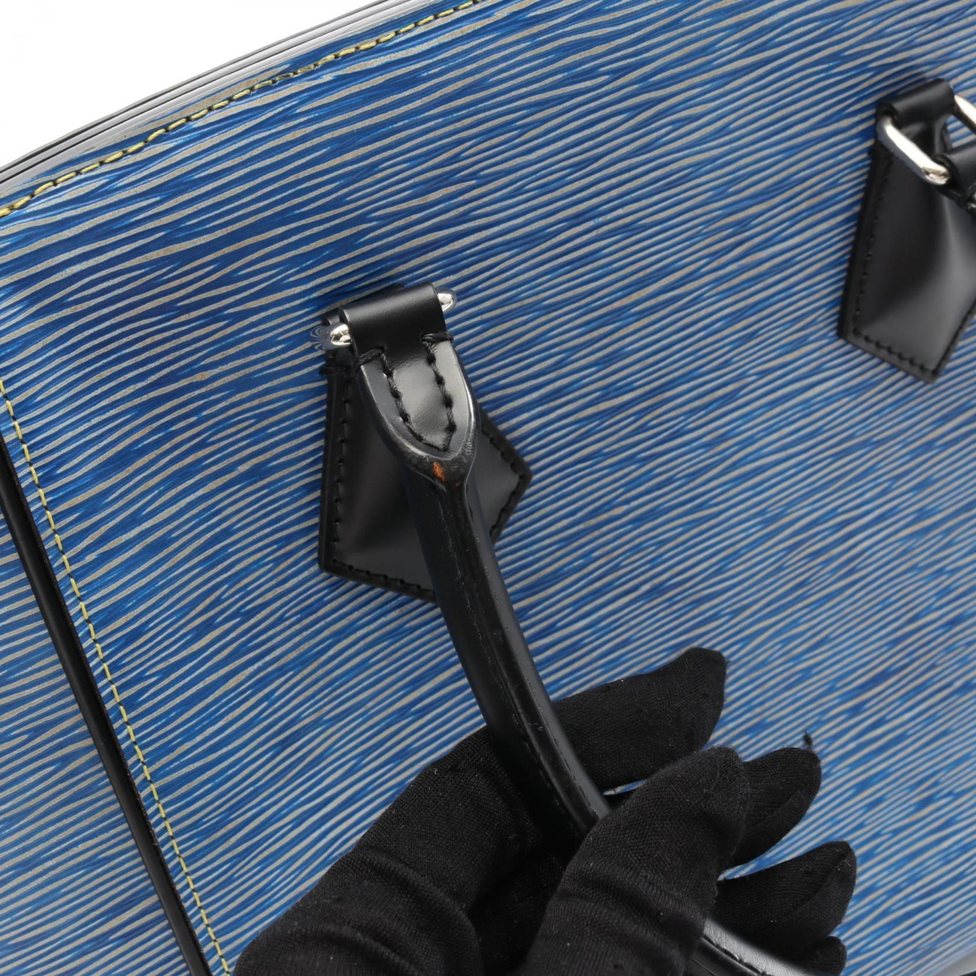 Louis Vuitton Black Blue Leather Tote Bag
