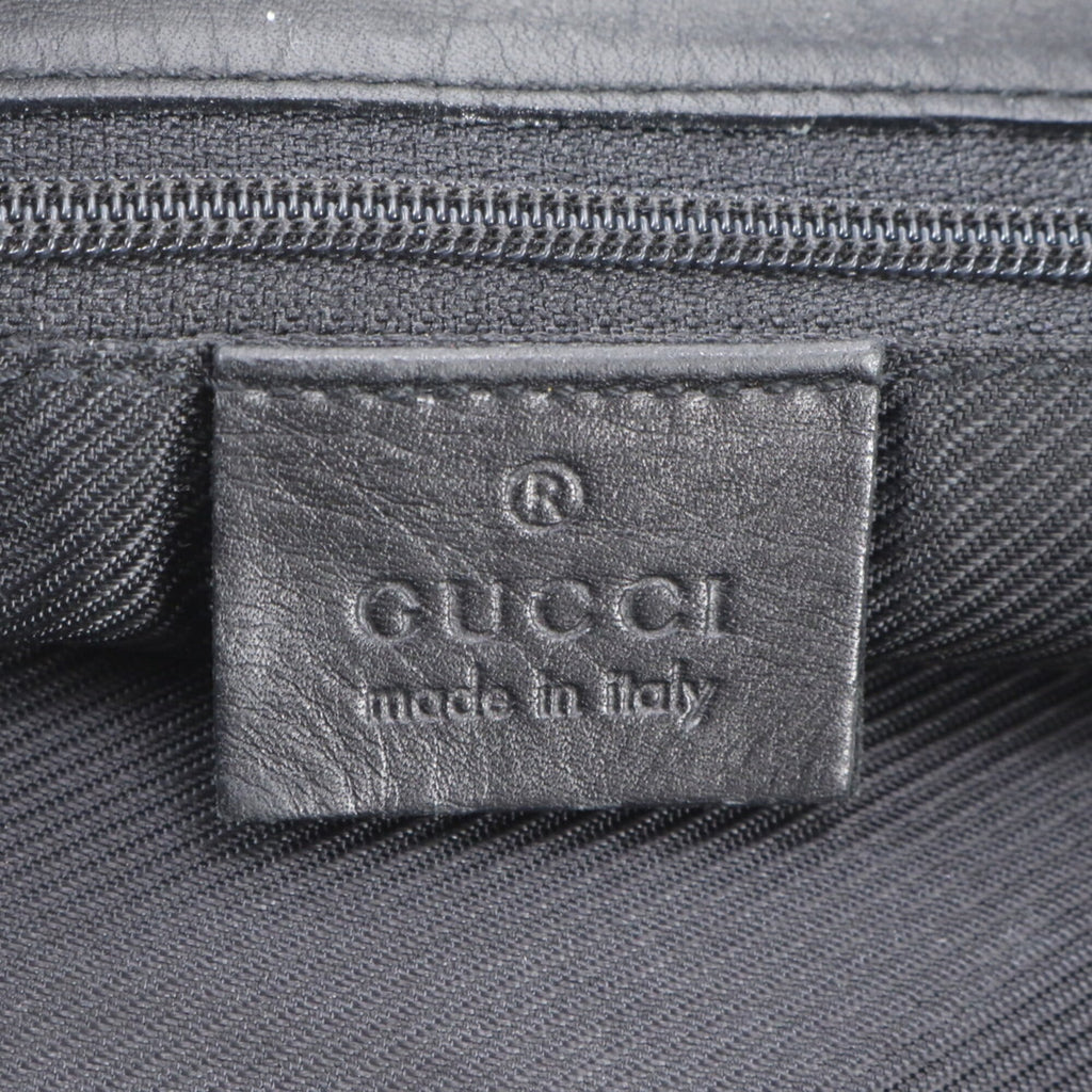 Gucci Black Leather Canvas Handbag Shoulder Bag Tote Bag (Pre-Owned)