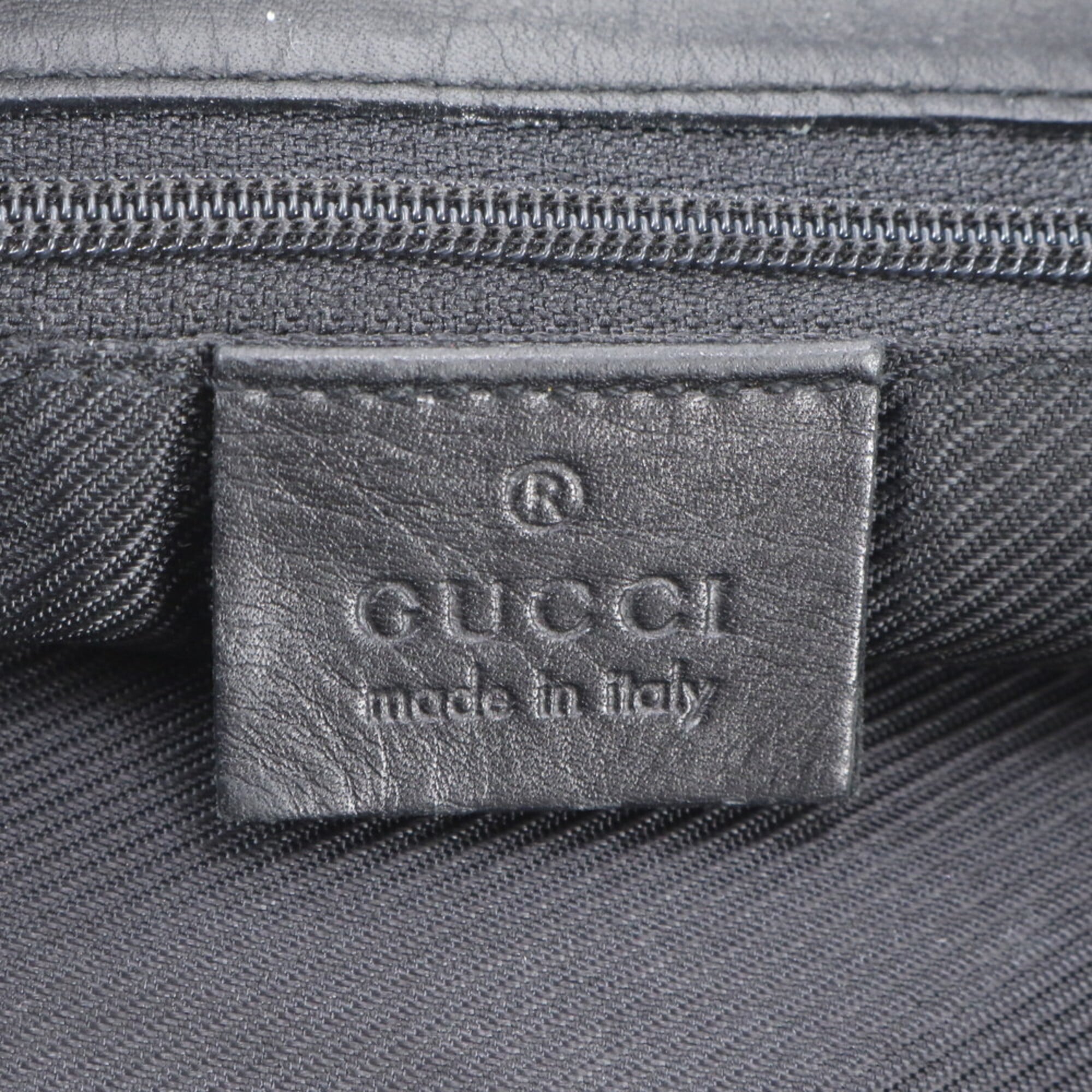 Gucci Black Leather Canvas Handbag Shoulder Bag Tote Bag (Pre-Owned)