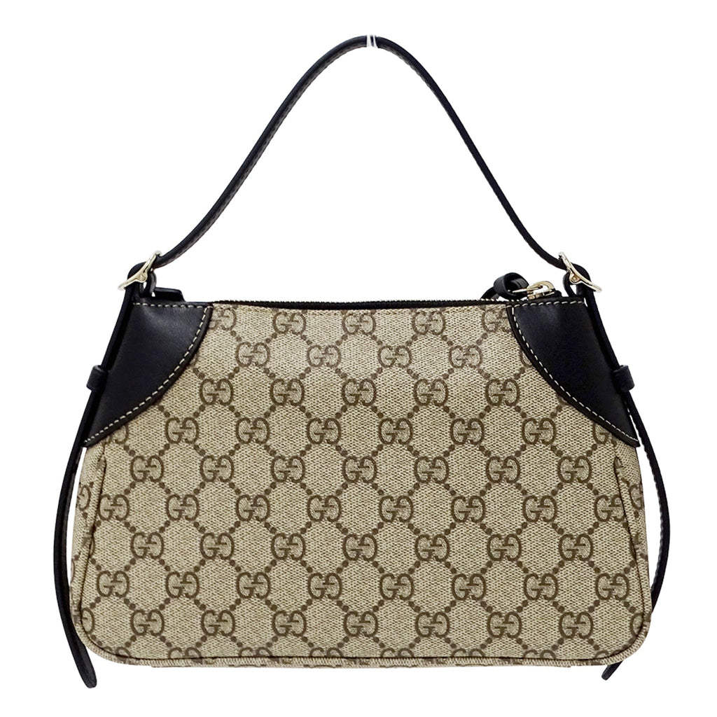 Gucci Beige Black Coated Canvas Handbag Pouch Shoulder Bag (Pre-Owned)