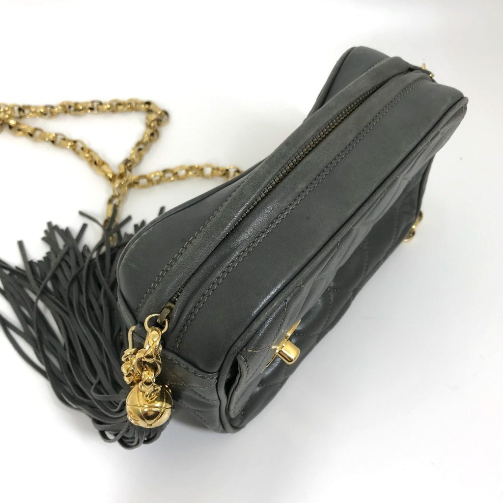 Chanel Gray Leather Shoulder Bag