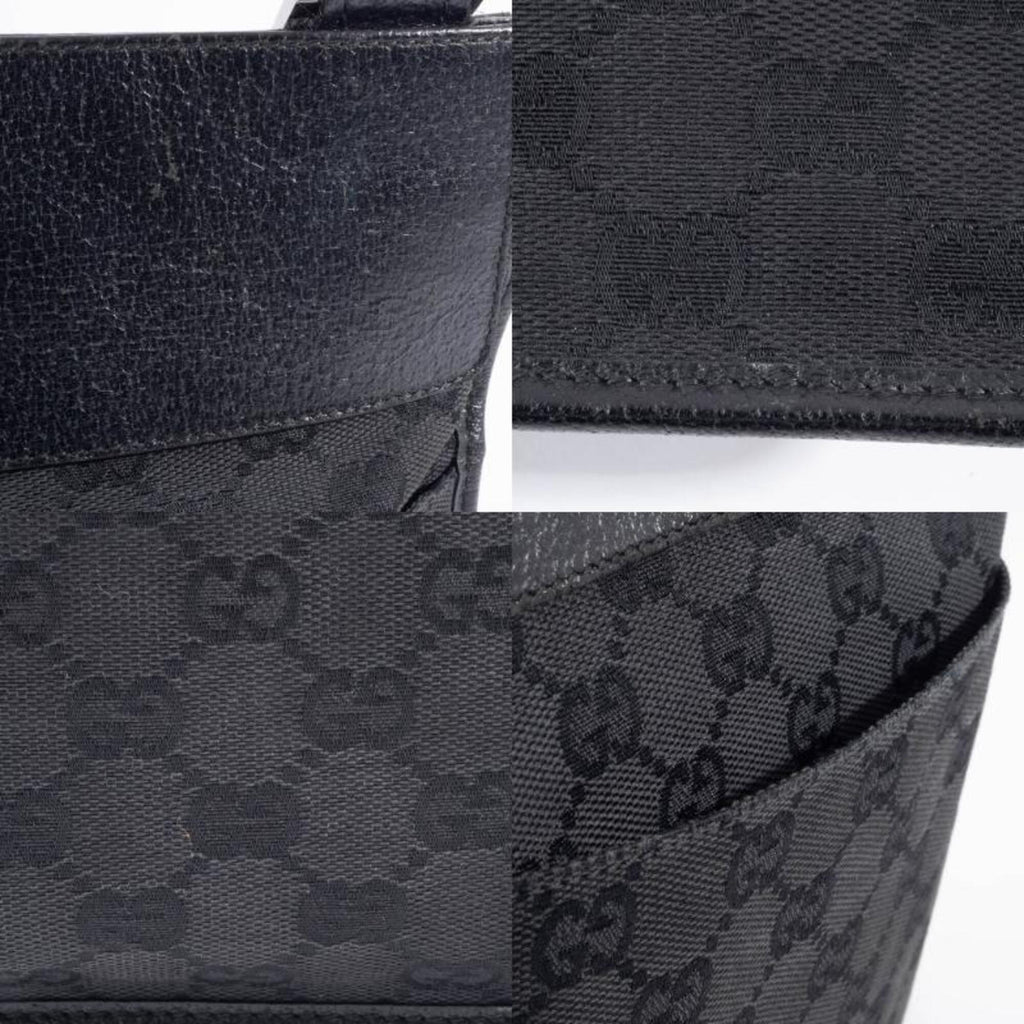 Gucci Gg Canvas Black Gg Canvas Leather Shoulder Bag (Pre-Owned)