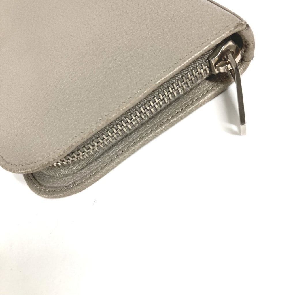 Saint Laurent Gray Leather Long Wallet (Bi-Fold) (Pre-Owned)
