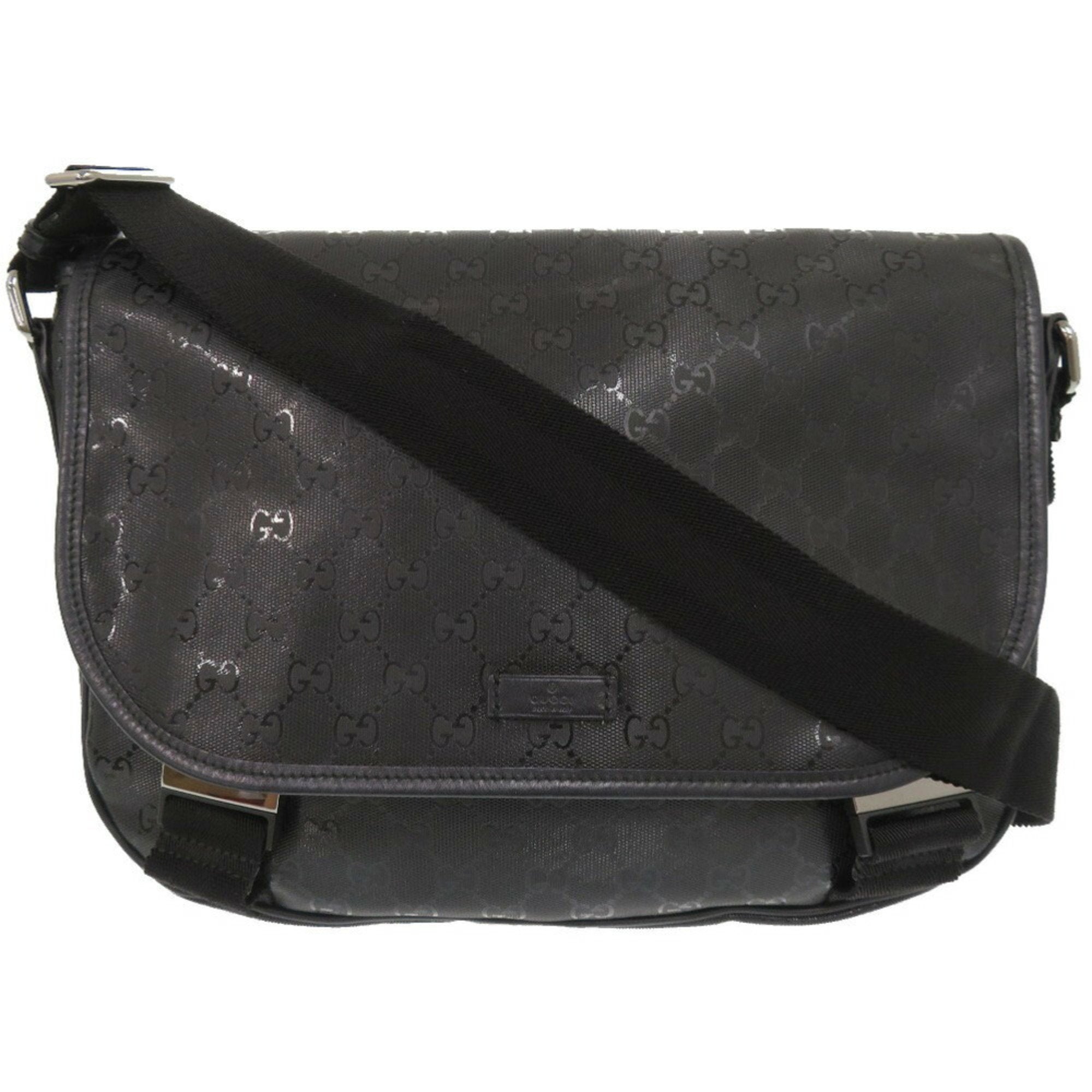 Gucci Black Coated Canvas Pvc Messenger Bag Shoulder Bag (Pre-Owned)