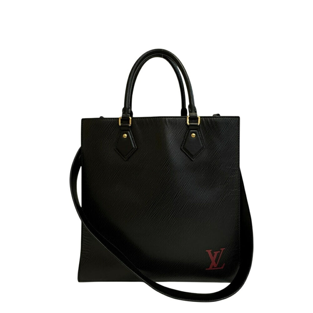 Louis Vuitton Black Leather Handbag Tote Bag