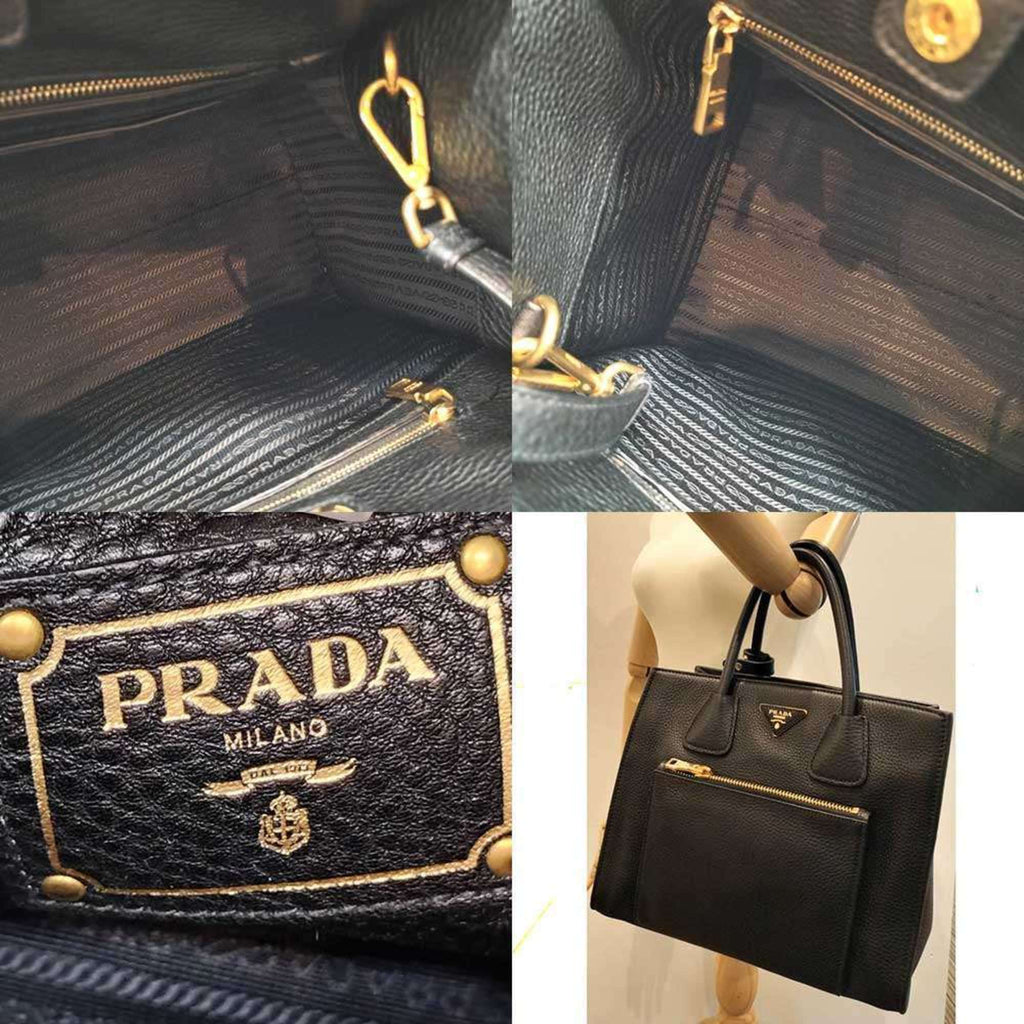 Prada Black Leather Handbag Shoulder Bag