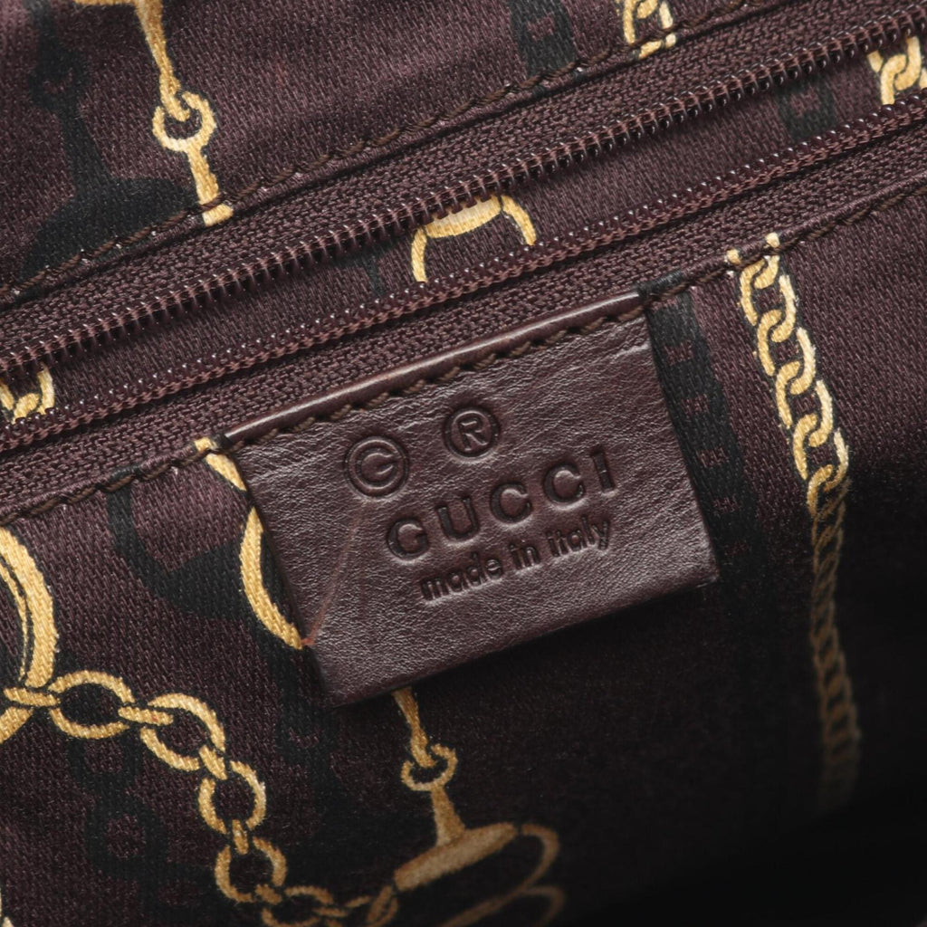 Gucci Brown Canvas Leather Handbag Shoulder Bag (Pre-Owned)