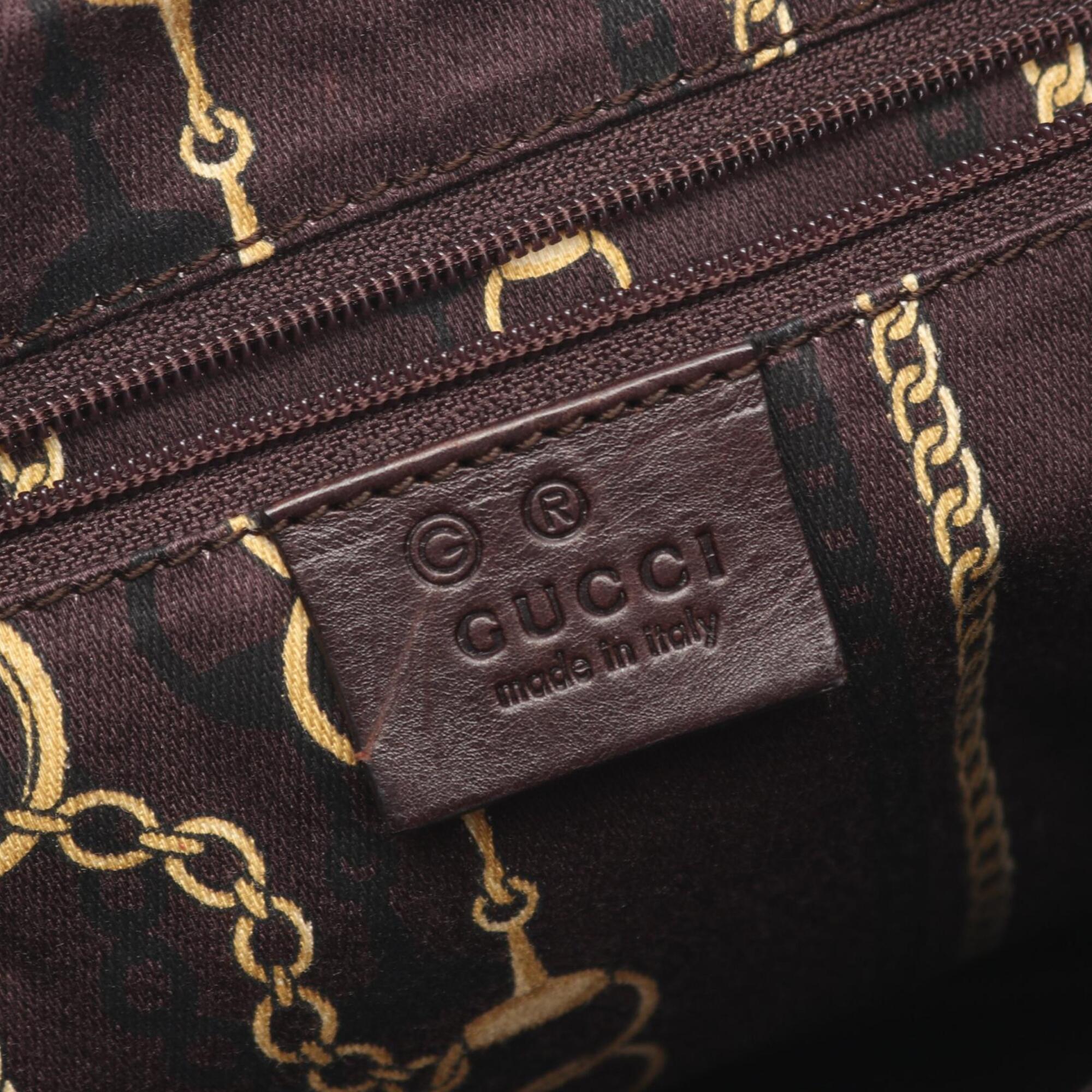 Gucci Brown Canvas Leather Handbag Shoulder Bag (Pre-Owned)
