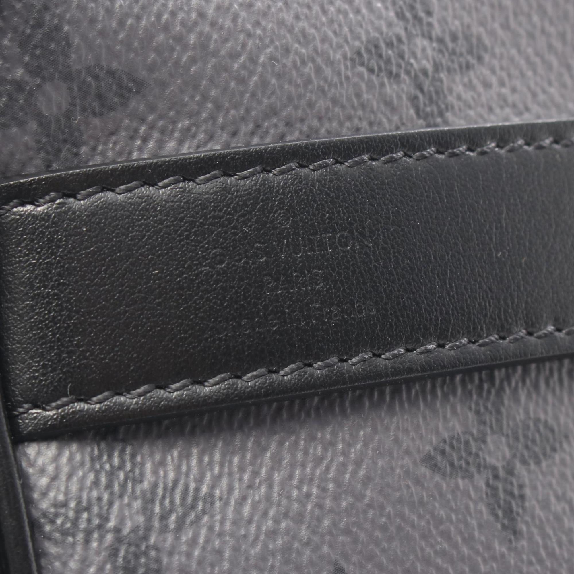 Louis Vuitton Black Gray Coated Canvas Leather Handbag