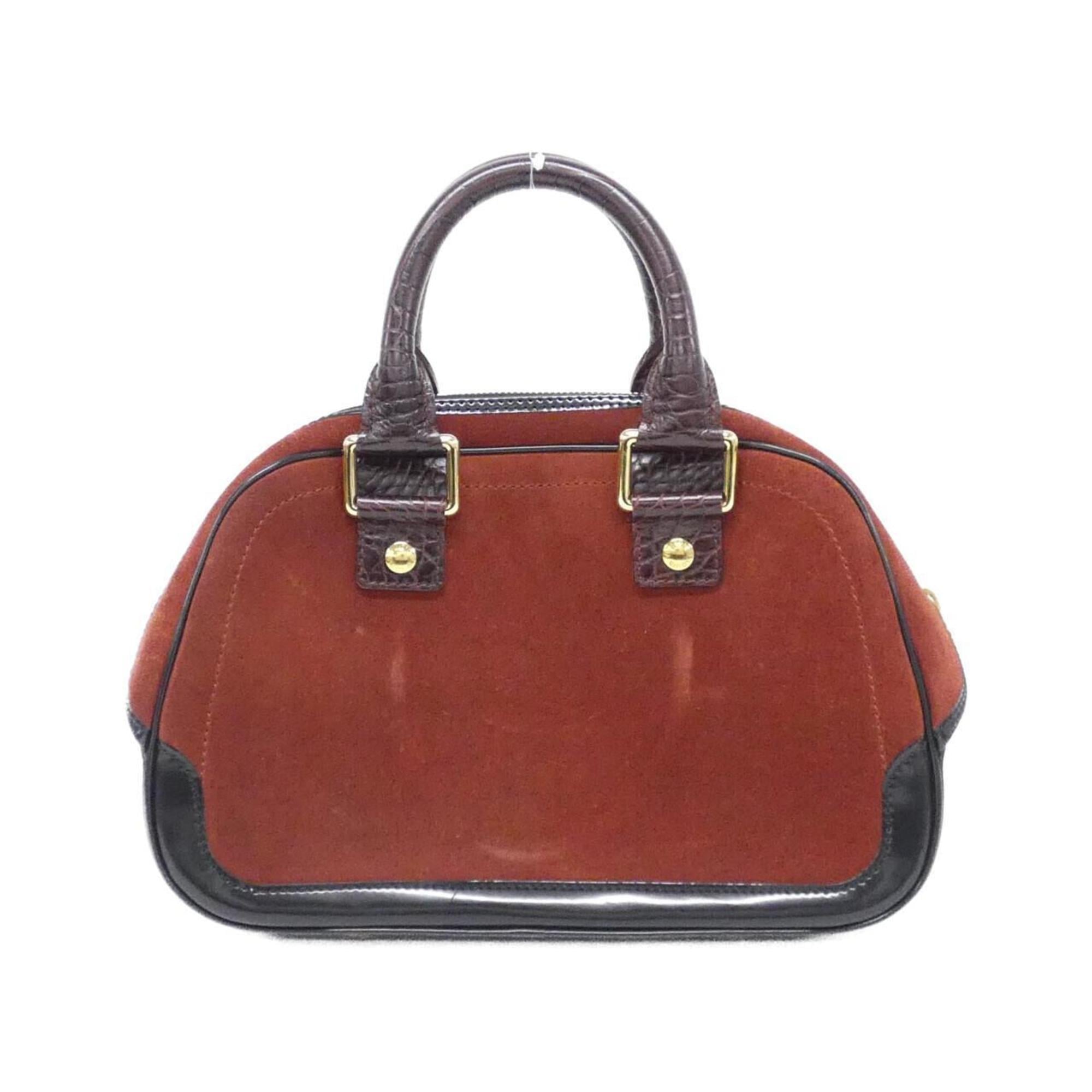 Louis Vuitton Brown Red Brown Suede Leather Handbag