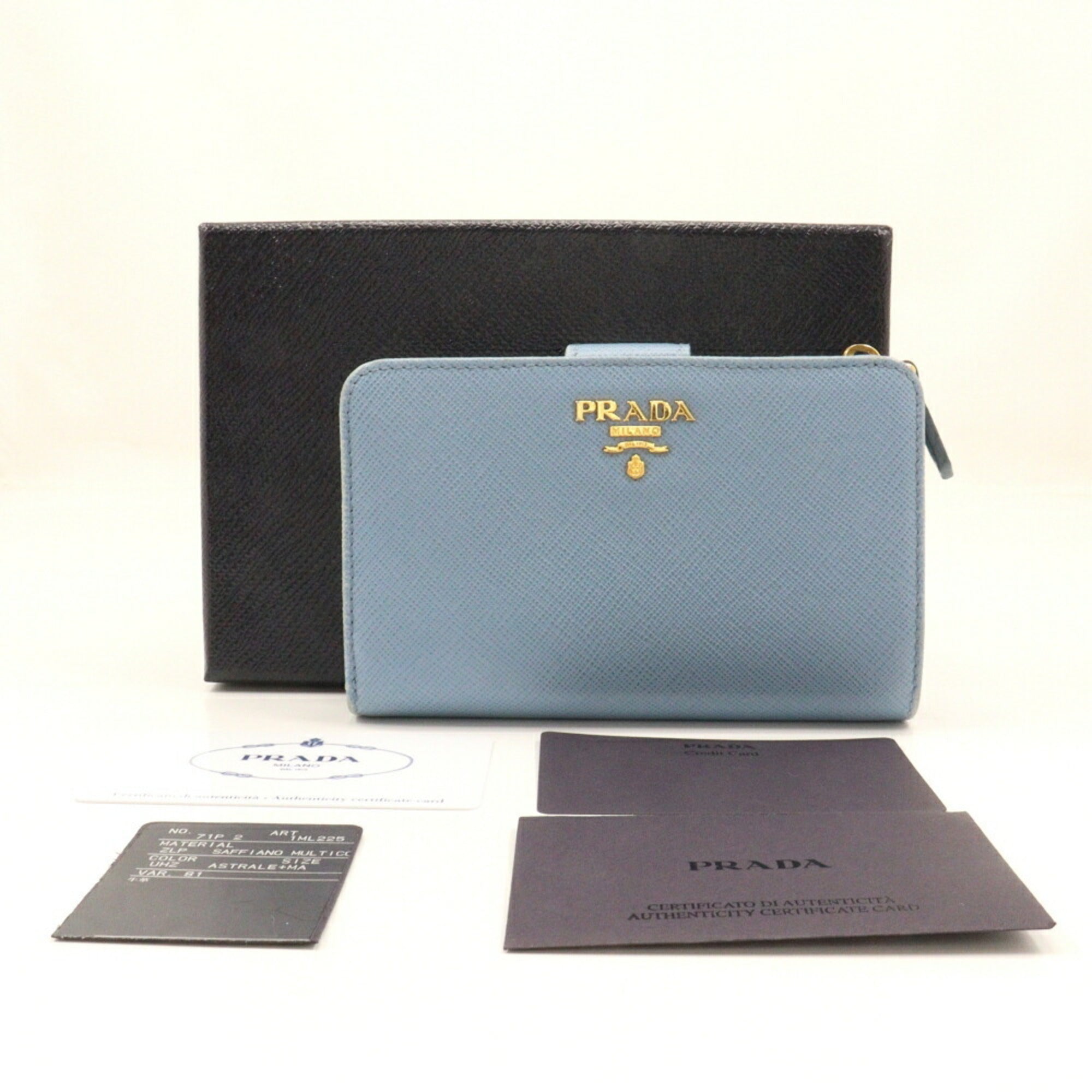 Prada Astrale Light Blue Saffiano Wallet (Bi-Fold)