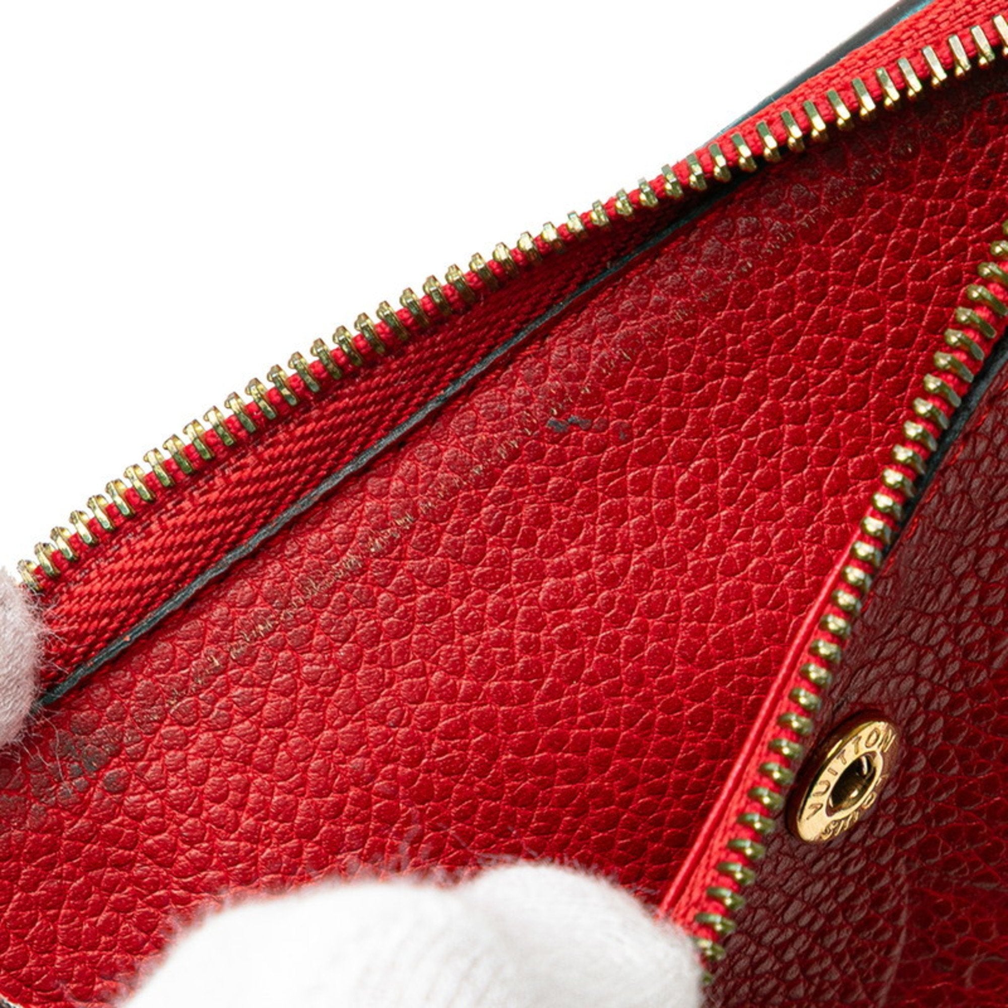 Louis Vuitton Cerise Red Color Leather Wallet (Tri-Fold)